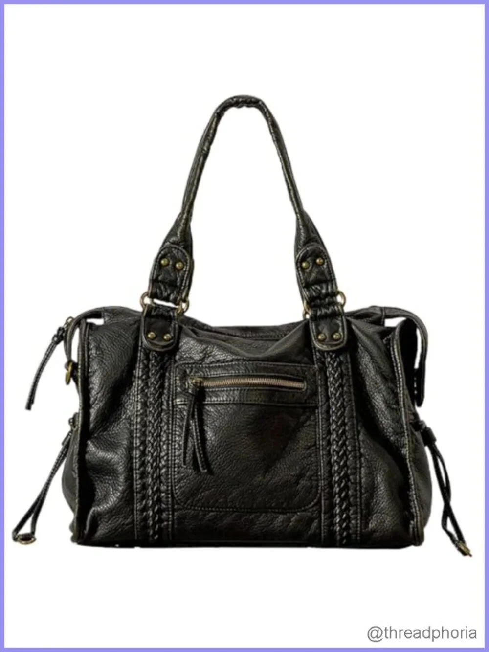 Vintage Y2K Washed Vegan Leather Slouchy Hobo Tote Bag Large